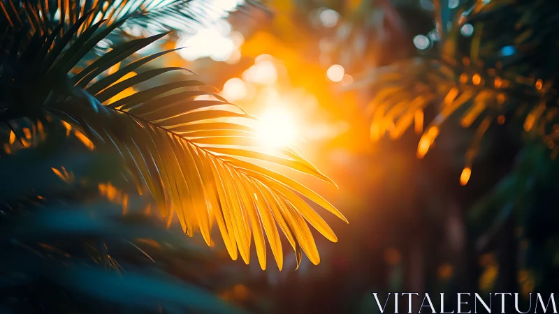 Sunlit palm fronds quietly trade secrets with the dawn