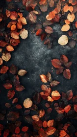 Autumn leaves circle a charcoal dusk of quiet wonder.