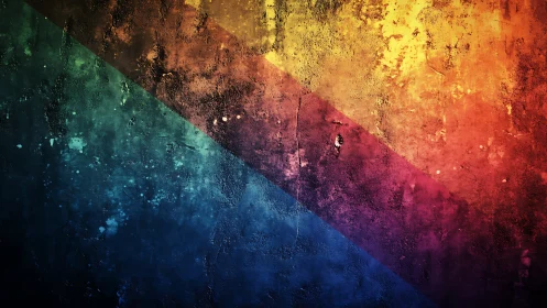 Diagonal prism of distressed rainbow light across stone.