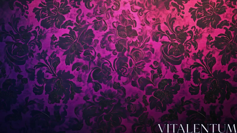 Dark floral damask on magenta pink gradient background.