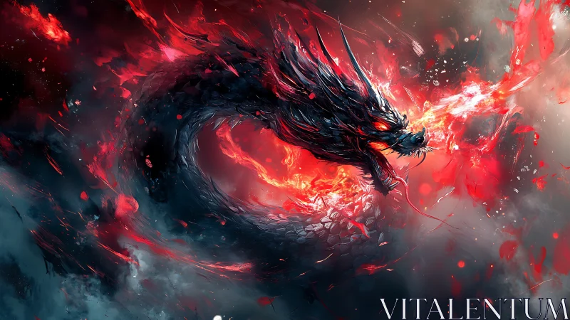 Infernal dragon erupts from swirling firestorm in midair