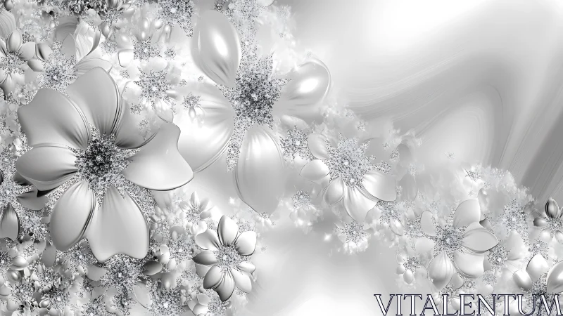 Specular metallic flower fractal renders high-gloss microgeometry