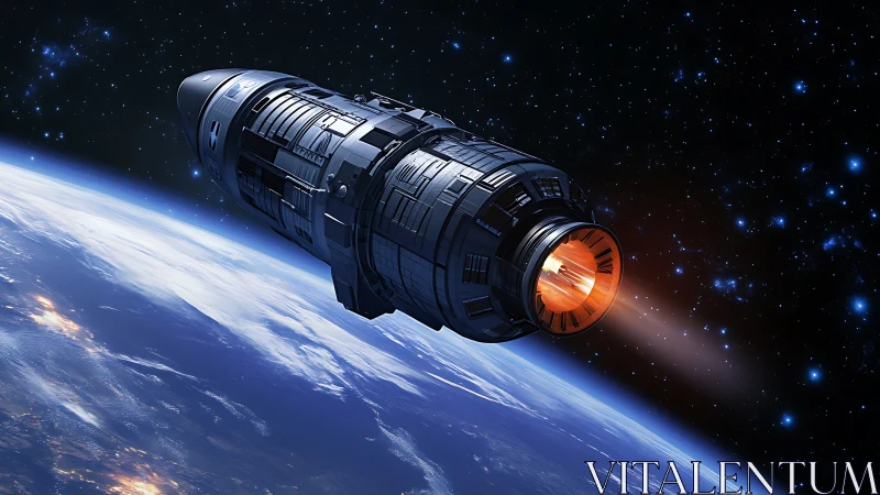 Orbital spacecraft with active main engine above Earth limb