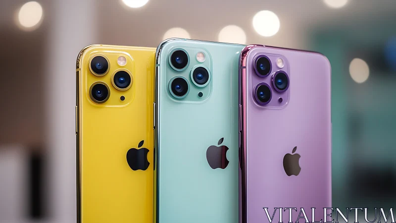 Shimmering colorful smartphones stand ready to capture daily life