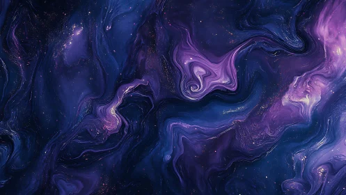 Cosmic nebula swirls in ultramarine and violet gradients.