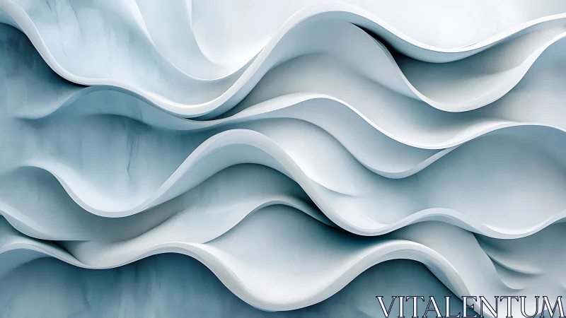 Layered white wave surfaces form smooth overlapping ribbons