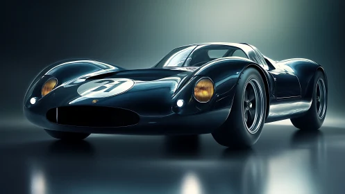 Streamlined vintage race car rendered with high-gloss HDR lighting