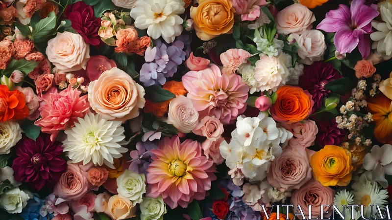 Riotous Garden of Radiance: Cascading Blooms in Painterly Splendor