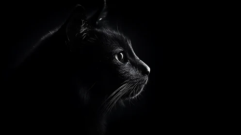 Feline Profile Study: High-Contrast Monochromatic Portraiture with Rim Lighting