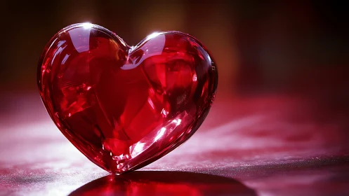 Translucent Ruby Heart with Luminous Refraction Effects.