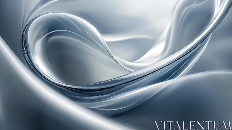 Elegant abstract glass swirl in soft silver and blue tones.