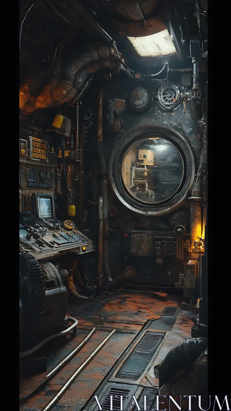 Rustic submarine control room shows aging industrial tech