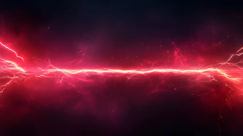 Electric horizon slices the cosmos with neon crimson thunder