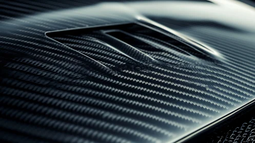 Sleek carbon fiber hood glows with woven metallic rhythm.
