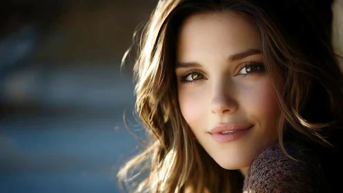 Natural light portrait of young woman with soft brown hair.