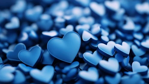 Blue hearts cascade gently, spreading love and warmth everywhere