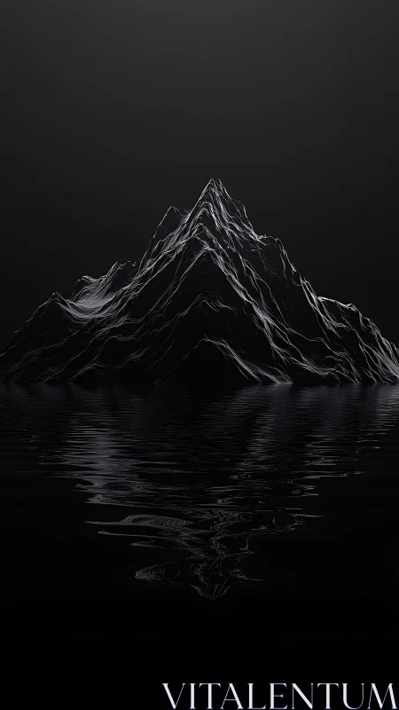 Parametric mountain silhouette with reflective wavefield rendering.