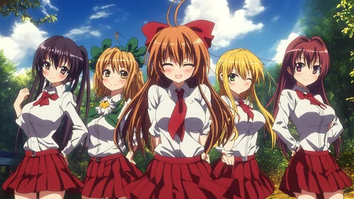 Sun-drenched classmates share a bright afternoon secret smile