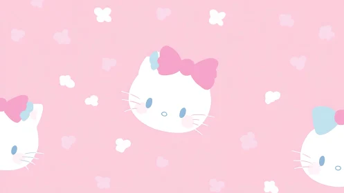 Repeated cartoon cat heads form a centered wallpaper pattern