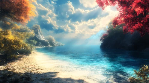 Tropical Lagoon Paradise with Seasonal Foliage Transitions