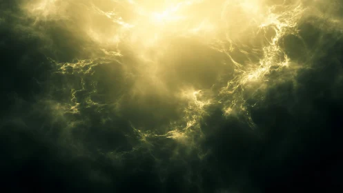 Volumetric golden nebula cloud with radial high-intensity backlight
