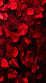 Crimson leaves scattered on textured dark background.
