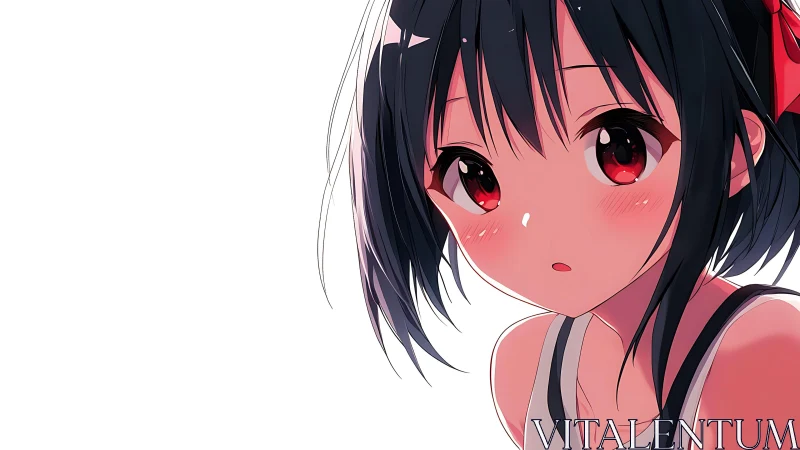 Soft red eyes quietly steal the scene in crisp anime light