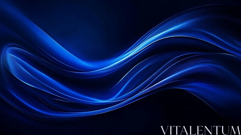 Luminous blue energy waves flow across a deep digital void.
