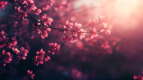 Luminescent Cherry Blossoms in Atmospheric Bokeh Gradient.