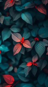 Midnight garden breathes neon fire through glowing leaves