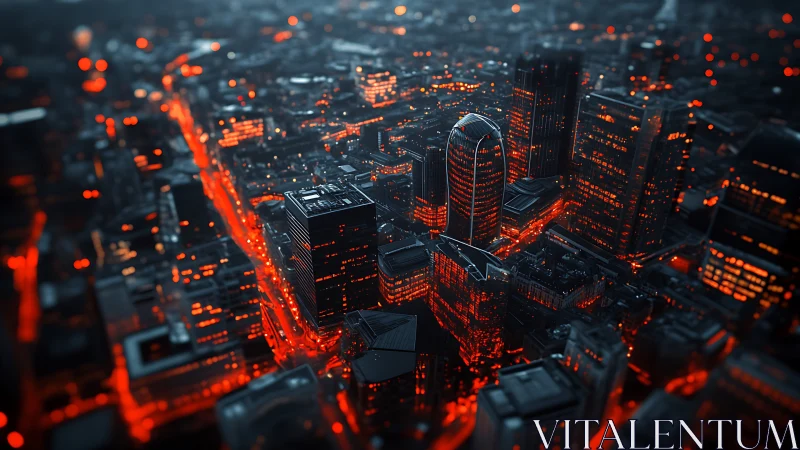 Neon-lit cyberpunk skyline in high-contrast aerial night view.