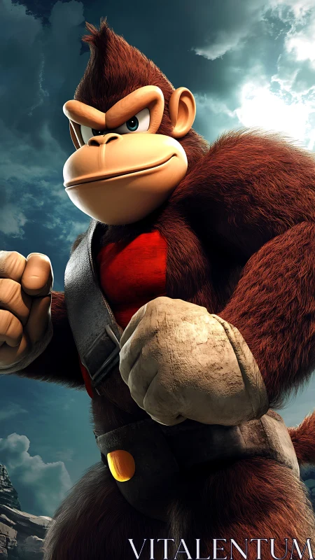 CGI gorilla character rendered with detailed fur and lighting