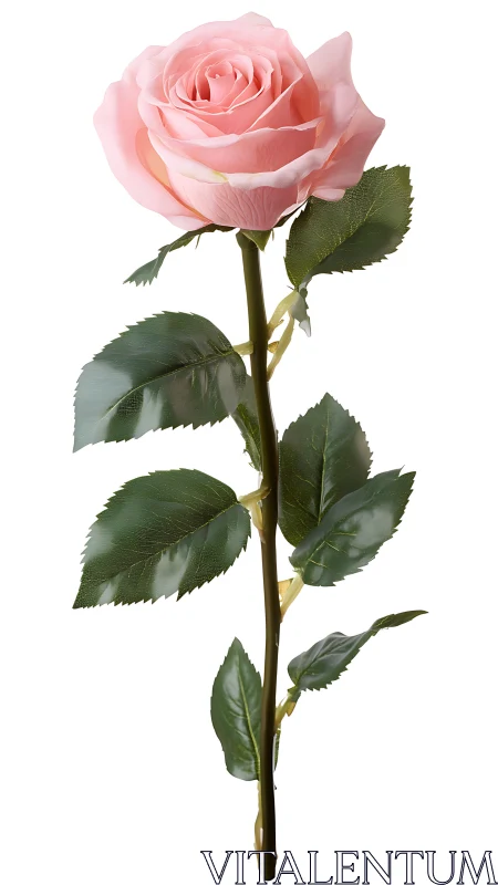 Blush-Petaled Elegance: Single Rose in Soft Silence.