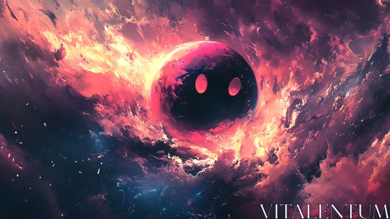 Spherical void form with dual apertures occupies nebular cloud