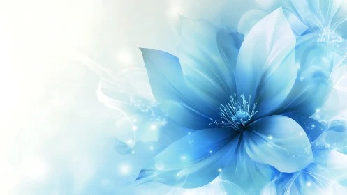 Ethereal Blue Blossom: Digital Botanical Abstraction.