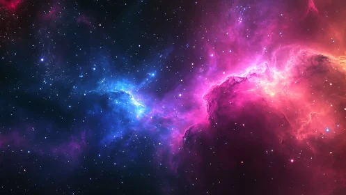 Vibrant nebula clouds glow across deep star field.