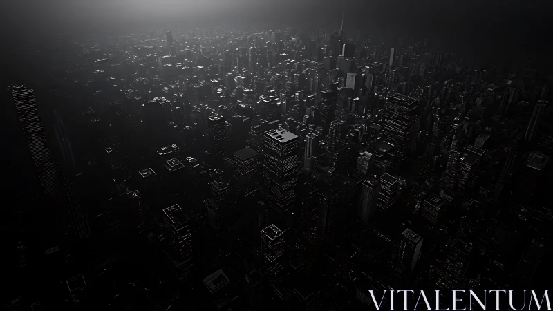 Moody night skyline emerges from a dense urban sprawl.