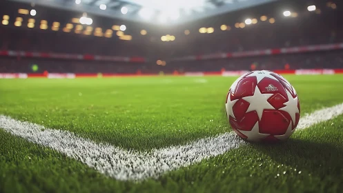 Match night anticipation as a red football waits on the line