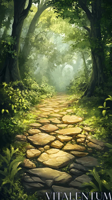 Verdant Passage: Where Ancient Timber Frames The Golden Path.
