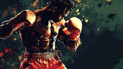 Champion Boxer Ready to Fight with Power and Strength