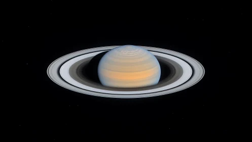 Saturn rendered with high-fidelity volumetric rings and banded clouds