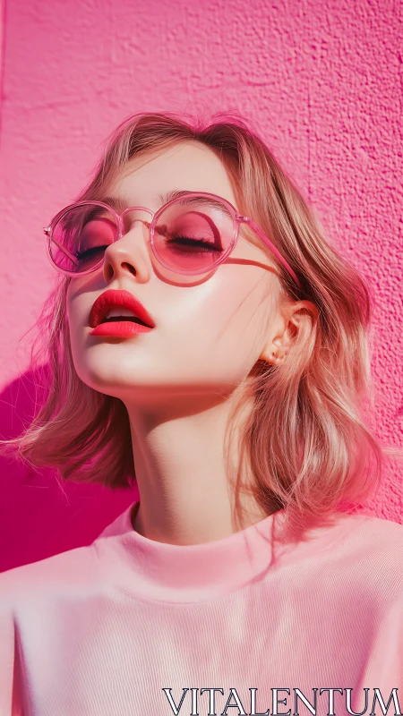 Monochrome pink fashion portrait exudes dreamy pop attitude.