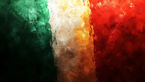 Textured tricolor abstraction renders the Irish flag motif