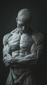 Quiet anatomy contemplates its own woven strength in shadow