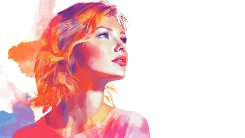 Digital painting portrait with vibrant watercolor gradients.