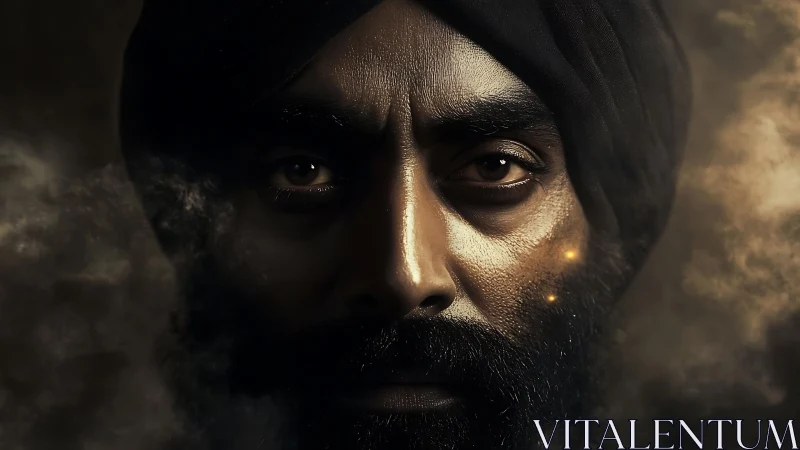 Glimmering gaze in swirling dusk and quiet golden embers.