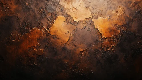 Burnished copper texture forms rugged abstract surface