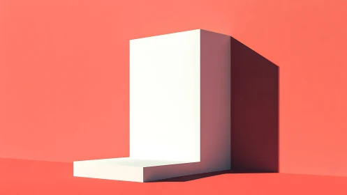 Minimalist geometric pedestal in coral field with hard shadow.