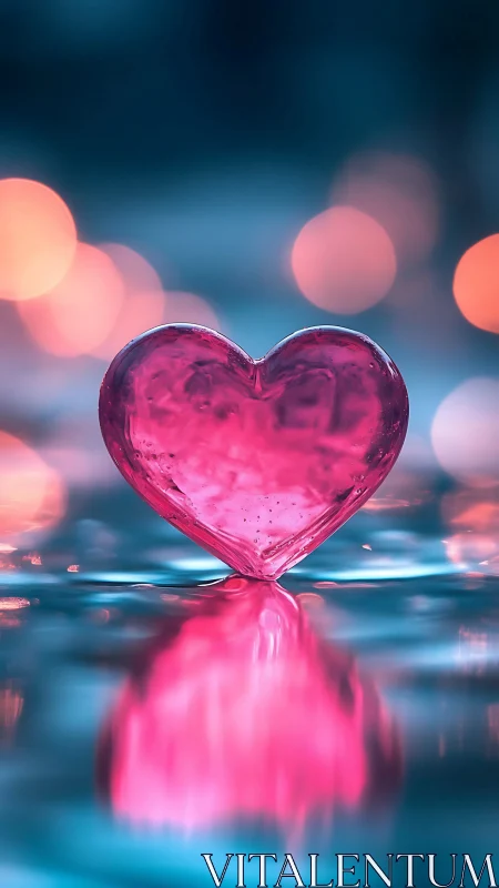 Crystal Heart Form: Luminous 3D Render with Bokeh Depth.