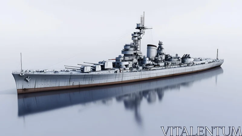 Detailed battleship on calm water, realistic digital illustration. Detailed battleship on calm water, realistic digital illustration.